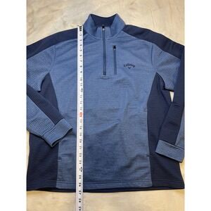 Callaway Quarter Zip Pullover Mens XL Blue Ribbed Golf Sweater Jacket Excellent
